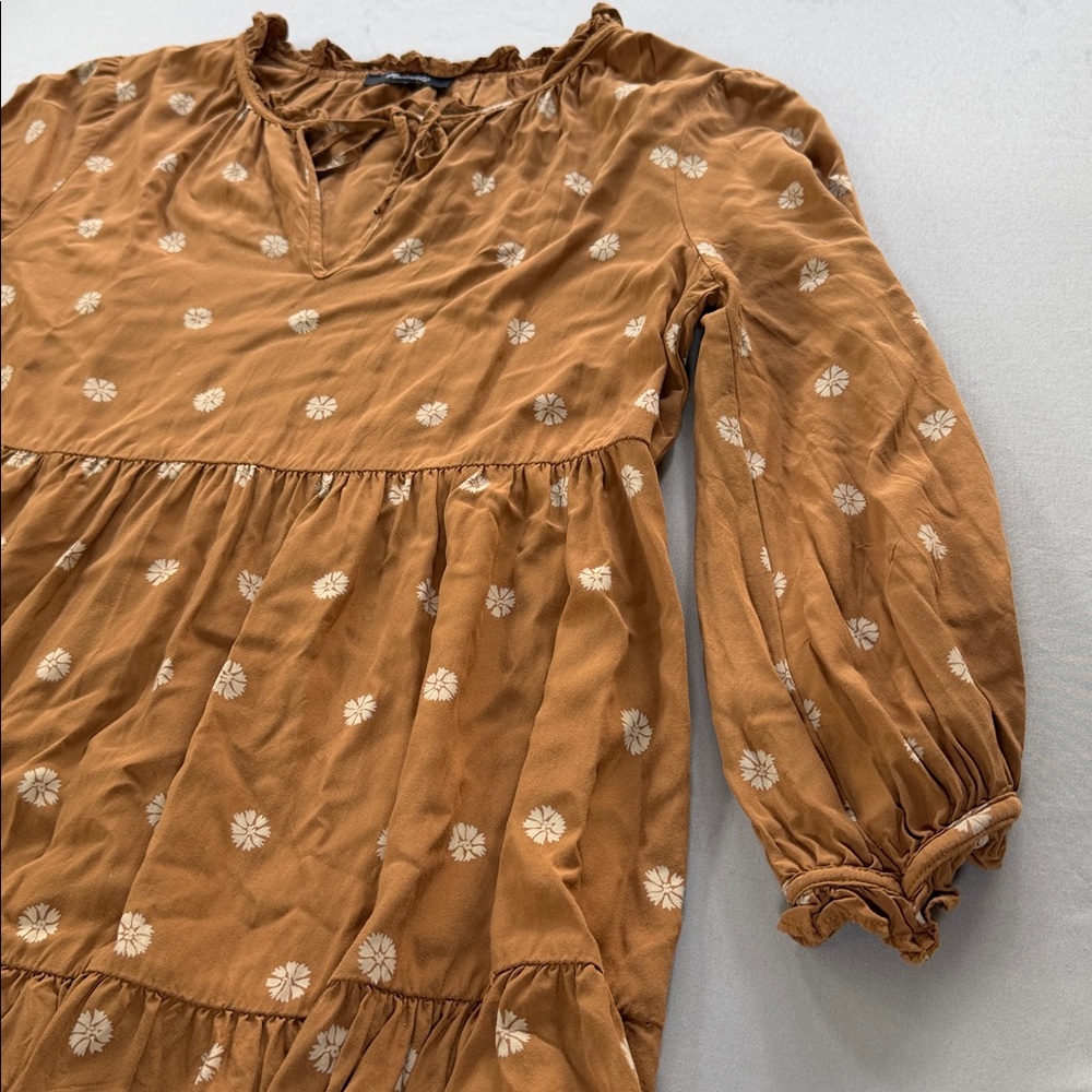Madewell Tie-Neck Tiered Mini Dress, bloom dot warm hickory - Picture 9 of 11